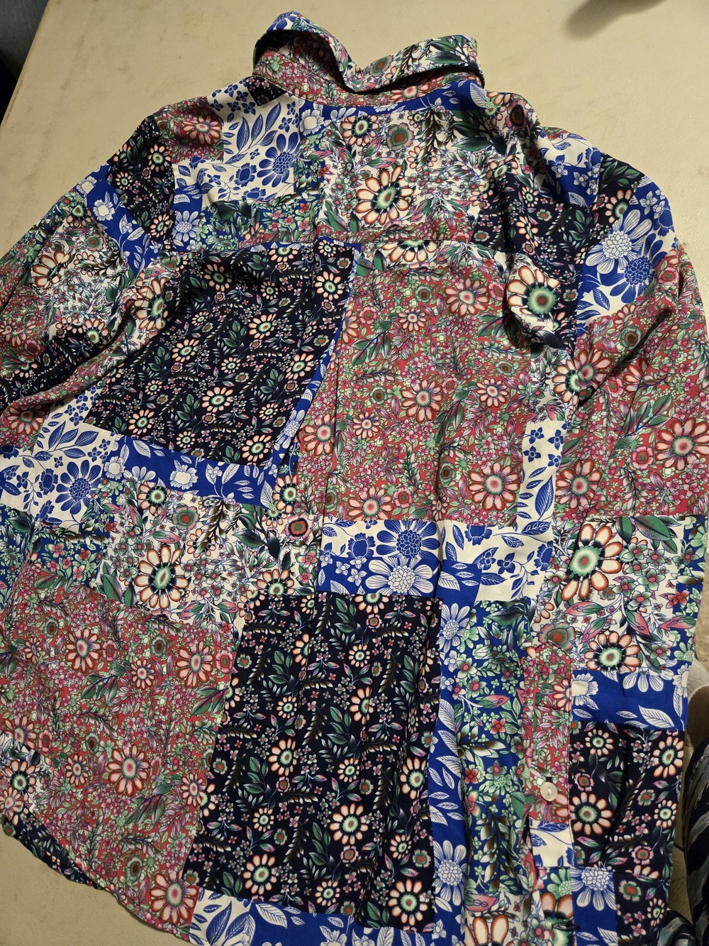 Floral Patchwork Long-Sleeve Shirt - Multicolor